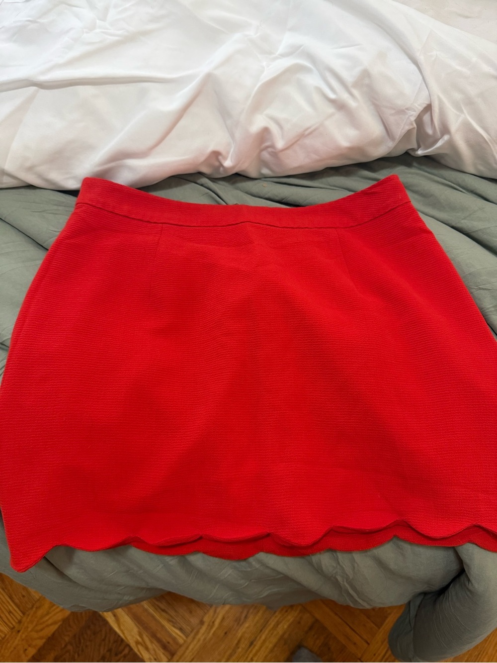 Vintage Urban Outfitters Red Scalloped-Hem Mini Skirt